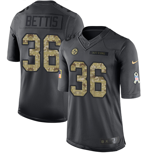 Nike Steelers #36 Jerome Bettis Black Men's Stitched NFL Limited 2016 Salute to Service Jersey - Click Image to Close